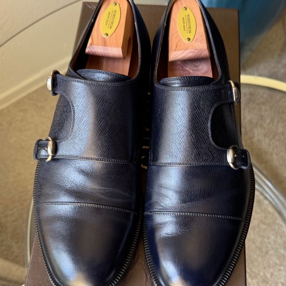 GUCCI NAVY DOUBLE MONK STRAP CAP TOE - Picture 4 of 12